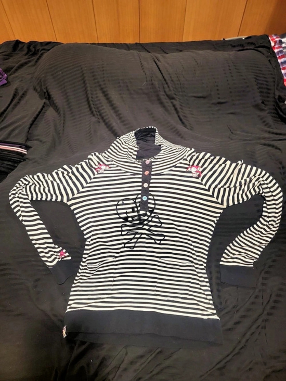 tokidoki Black and White Striped Skull Heart Hoodie Black & White XL